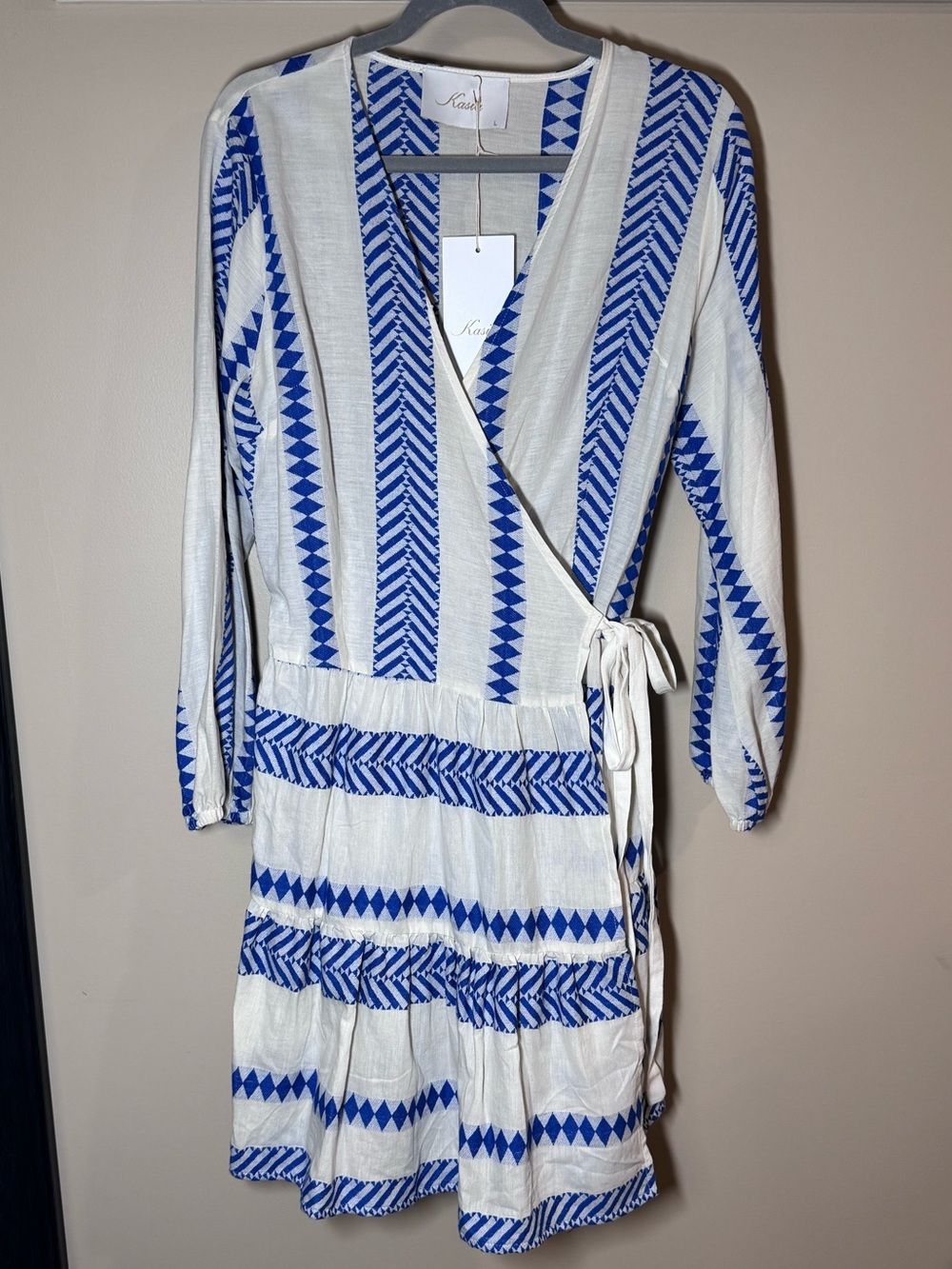 Kasia Blue & White Wrap Mini Dress